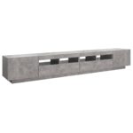 Meuble TV avec lumières LED Gris béton 260x35x40 cm – Image 5