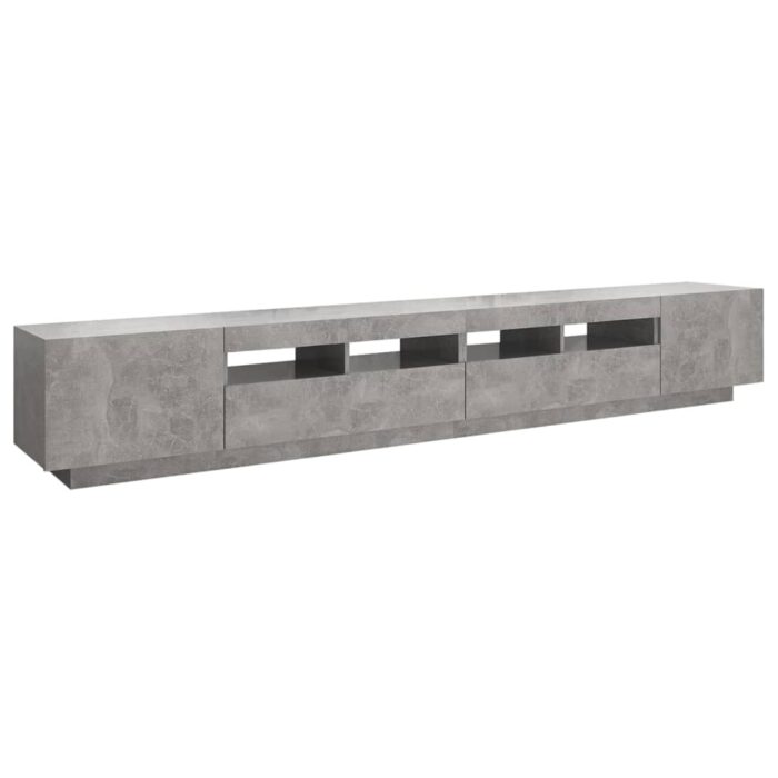 Meuble TV avec lumières LED Gris béton 260x35x40 cm – Image 5