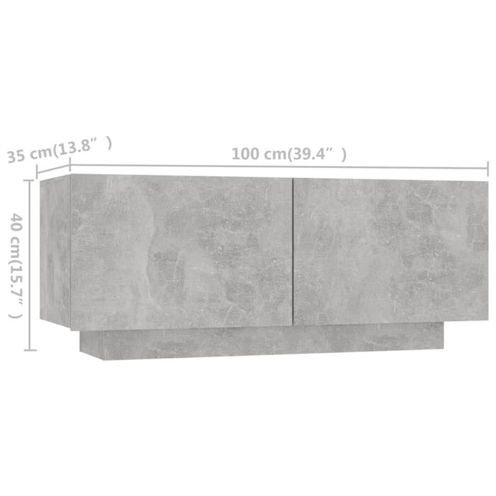 Meuble TV avec lumières LED Gris béton 260x35x40 cm – Image 8