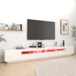 Meuble TV avec lumières LED Blanc 300x35x40 cm – Image 2