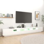 Meuble TV avec lumières LED Blanc 300x35x40 cm – Image 3