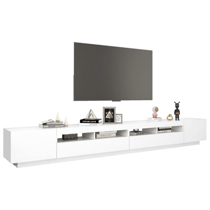 Meuble TV avec lumières LED Blanc 300x35x40 cm – Image 4