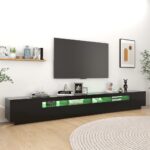 Meuble TV avec lumières LED Noir 300x35x40 cm – Image 2