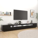 Meuble TV avec lumières LED Noir 300x35x40 cm – Image 3
