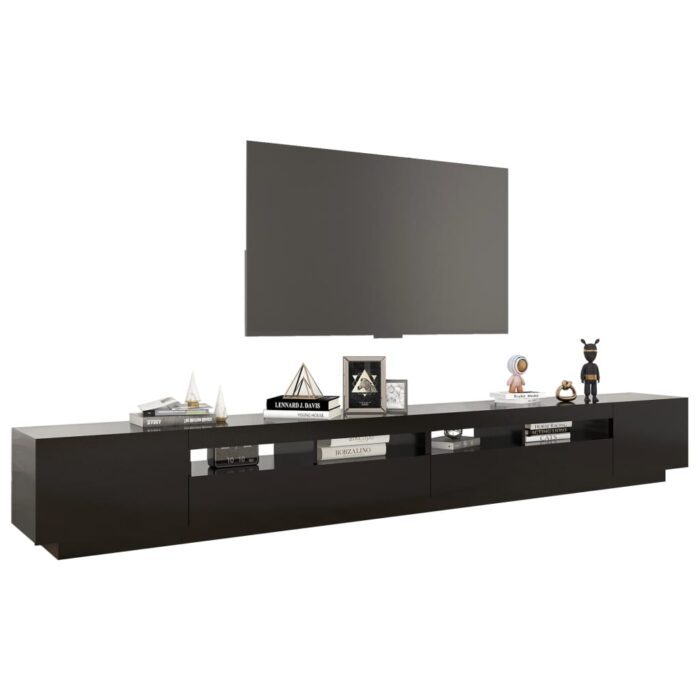 Meuble TV avec lumières LED Noir 300x35x40 cm – Image 4