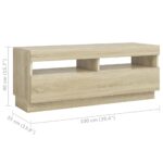 Meuble TV avec lumières LED Chêne sonoma 300x35x40 cm – Image 10