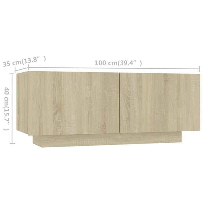Meuble TV avec lumières LED Chêne sonoma 300x35x40 cm – Image 11
