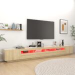 Meuble TV avec lumières LED Chêne sonoma 300x35x40 cm – Image 2