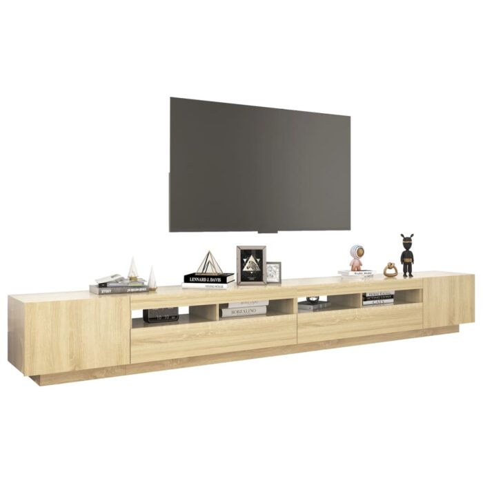 Meuble TV avec lumières LED Chêne sonoma 300x35x40 cm – Image 4
