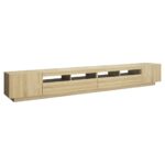 Meuble TV avec lumières LED Chêne sonoma 300x35x40 cm – Image 5