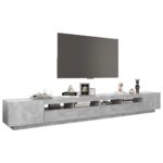 Meuble TV avec lumières LED Gris béton 300x35x40 cm – Image 4