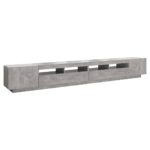 Meuble TV avec lumières LED Gris béton 300x35x40 cm – Image 5