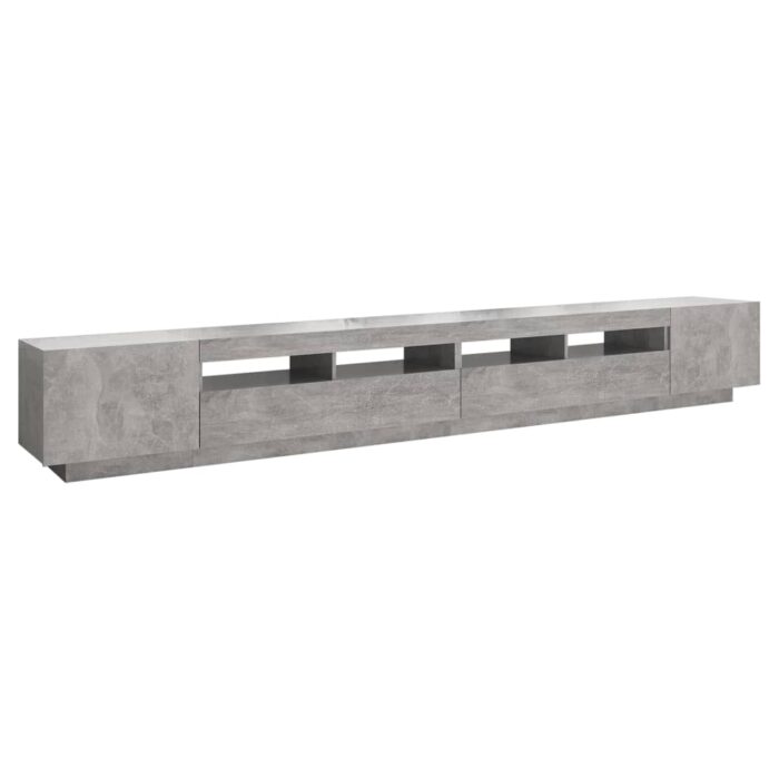 Meuble TV avec lumières LED Gris béton 300x35x40 cm – Image 5