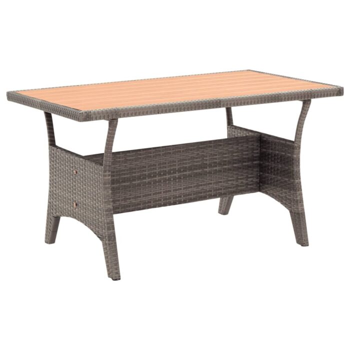 Table de jardin Gris 120x70x66 cm Résine tressée – Image 1