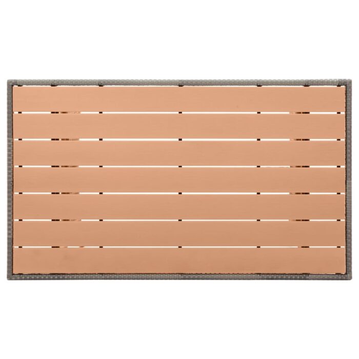 Table de jardin Gris 120x70x66 cm Résine tressée – Image 2
