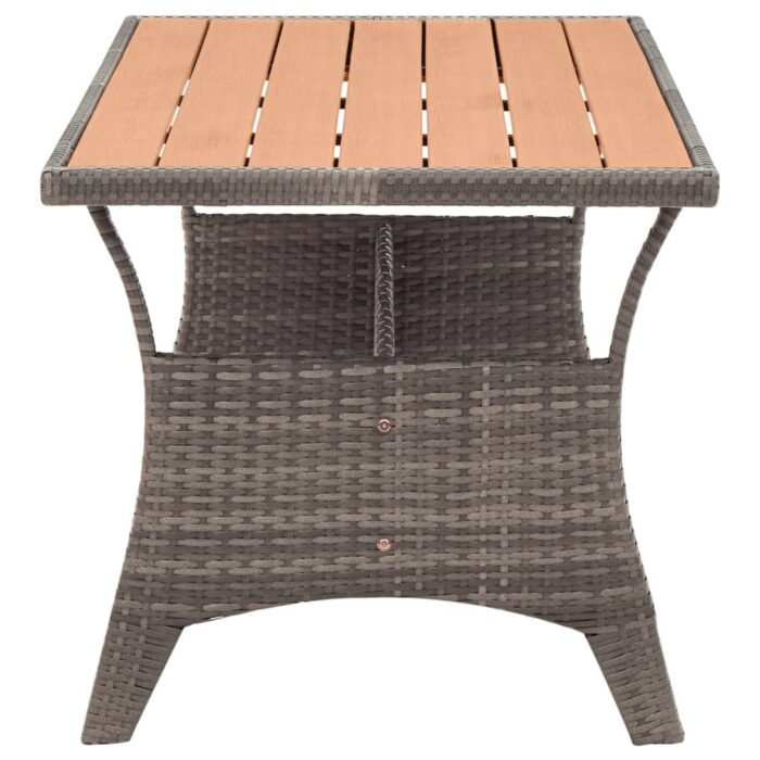 Table de jardin Gris 120x70x66 cm Résine tressée – Image 3