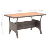 Table de jardin Gris 120x70x66 cm Résine tressée – Image 5