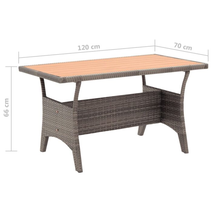 Table de jardin Gris 120x70x66 cm Résine tressée – Image 5