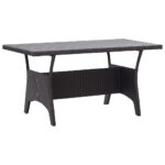 Table de jardin noir 120x70x66 cm Résine tressée