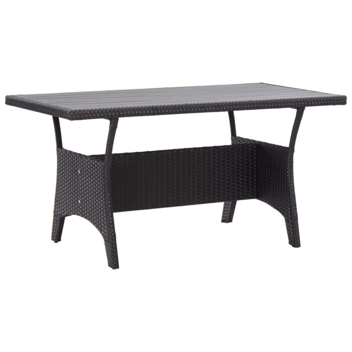 Table de jardin noir 120x70x66 cm Résine tressée – Image 1