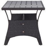 Table de jardin noir 120x70x66 cm Résine tressée – Image 2