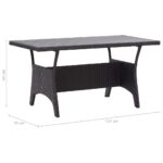 Table de jardin noir 120x70x66 cm Résine tressée – Image 5
