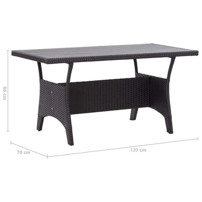 Table de jardin noir 120x70x66 cm Résine tressée – Image 5