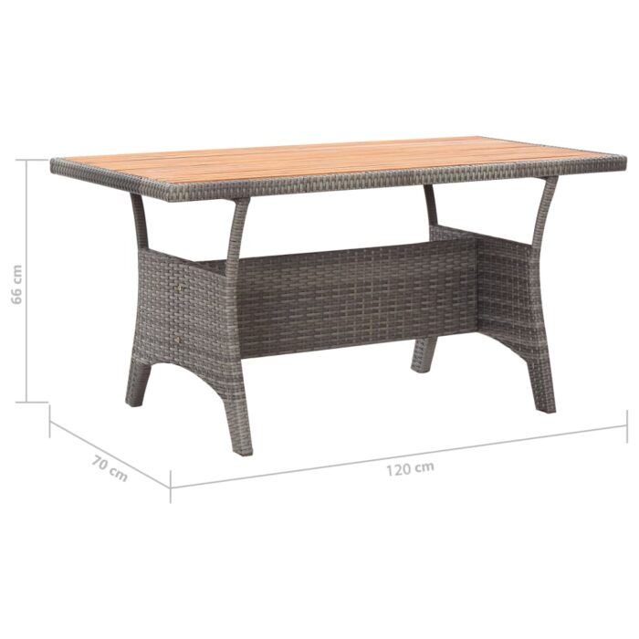 Table de jardin Gris 120x70x66 cm Bois d'acacia massif – Image 5