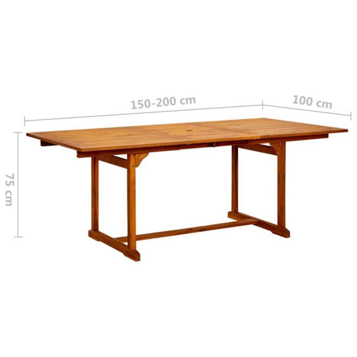 Table à dîner de jardin (150-200)x100x75cm Bois d'acacia massif – Image 7