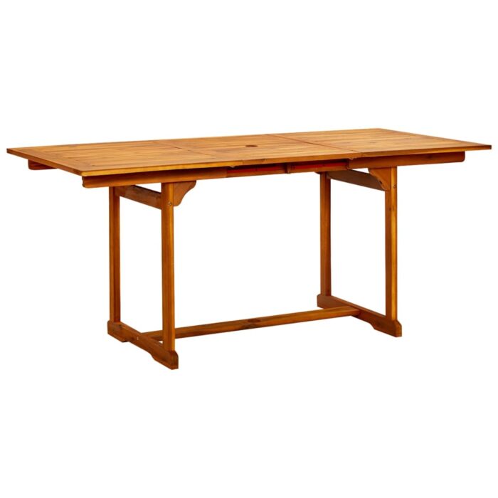 Table à dîner de jardin (120-170)x80x75 cm Bois d'acacia massif – Image 1
