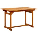 Table à dîner de jardin (120-170)x80x75 cm Bois d'acacia massif – Image 3