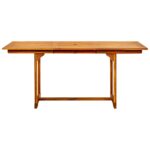 Table à dîner de jardin (120-170)x80x75 cm Bois d'acacia massif – Image 4