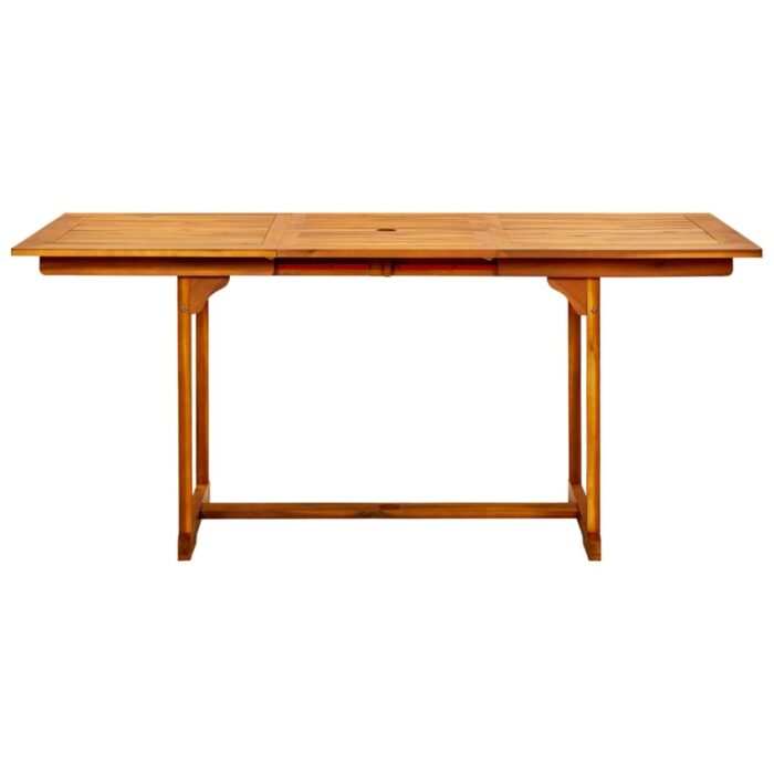 Table à dîner de jardin (120-170)x80x75 cm Bois d'acacia massif – Image 4
