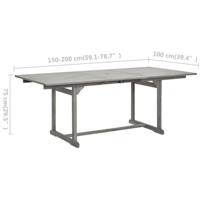 Table à dîner de jardin (150-200)x100x75cm Bois d'acacia massif – Image 7