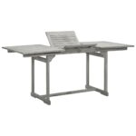 Table à dîner de jardin (120-170)x80x75 cm Bois d'acacia massif – Image 2