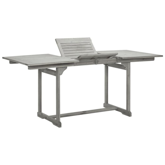 Table à dîner de jardin (120-170)x80x75 cm Bois d'acacia massif – Image 2