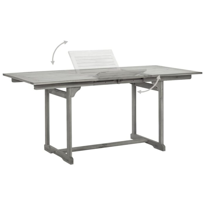 Table à dîner de jardin (120-170)x80x75 cm Bois d'acacia massif – Image 3