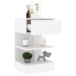 Table de chevet Blanc 40x35x65 cm Bois d’ingénierie – Image 2