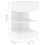 Table de chevet Blanc 40x35x65 cm Bois d’ingénierie – Image 5