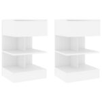 Tables de chevet 2 pcs Blanc 40x35x65 cm Bois d’ingénierie