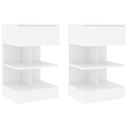 Tables de chevet 2 pcs Blanc 40x35x65 cm Bois d’ingénierie