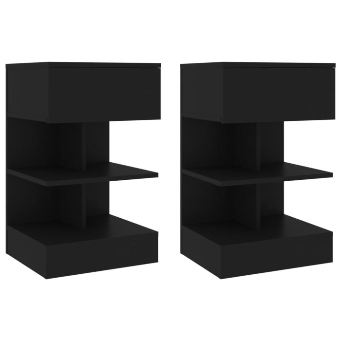 Tables de chevet 2 pcs Noir 40x35x65 cm – Image 1