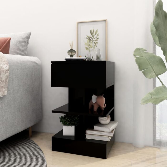 Tables de chevet 2 pcs Noir 40x35x65 cm – Image 2
