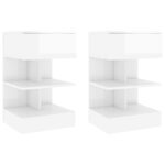 Tables de chevet 2 pcs Blanc brillant 40x35x65 cm