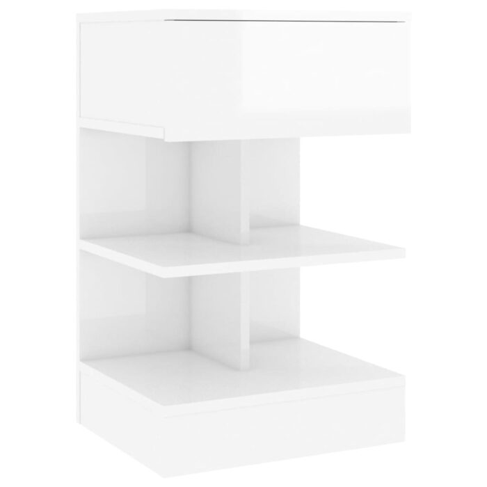 Tables de chevet 2 pcs Blanc brillant 40x35x65 cm – Image 4