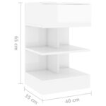 Tables de chevet 2 pcs Blanc brillant 40x35x65 cm – Image 7