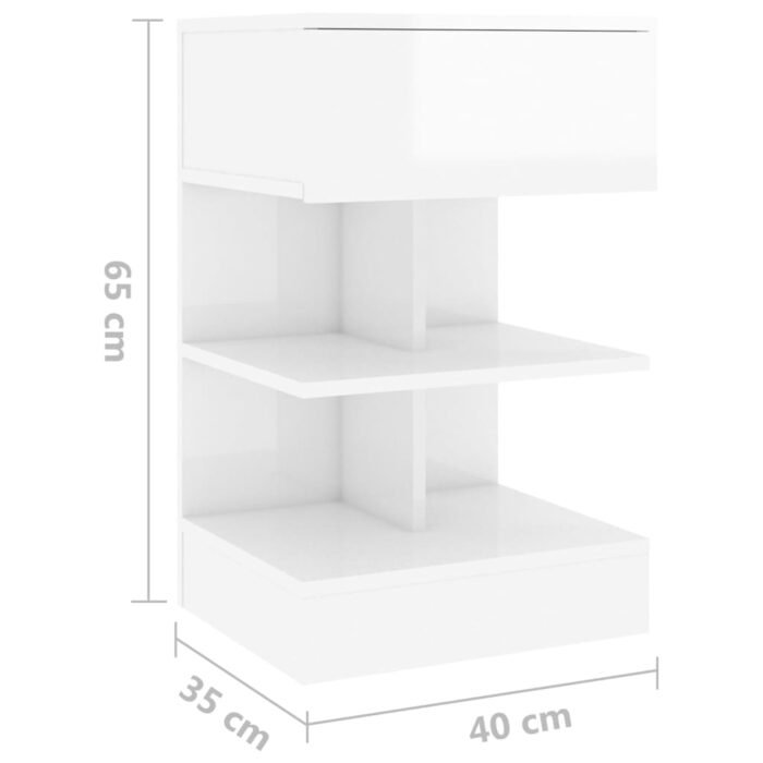 Tables de chevet 2 pcs Blanc brillant 40x35x65 cm – Image 7