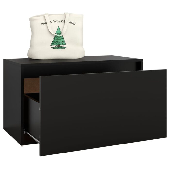 Banc d'entrée 80x40x45 cm Noir Bois d'ingénierie – Image 2