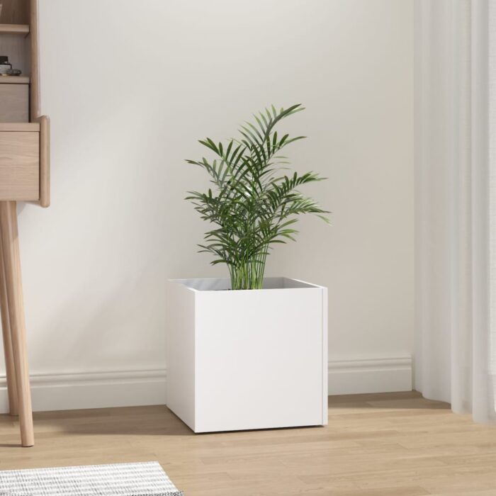 Jardinière Blanc 40x40x40 cm Bois d'Ingénierie – Image 1