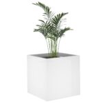 Jardinière Blanc brillant 40x40x40 cm Bois d'ingénierie – Image 2